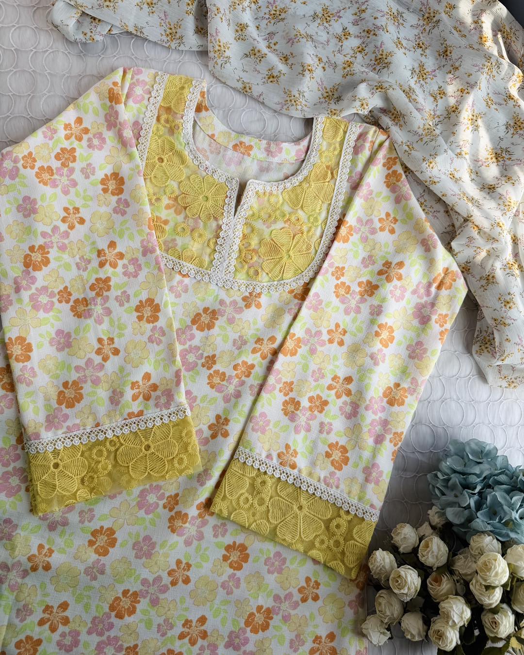 Yellow Neck kurti - Image 5