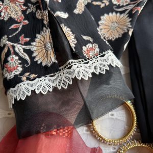 Alternative view of floral lace kurti