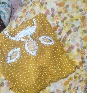 Mustard Dot kurti-2