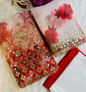 Red Flower Organza