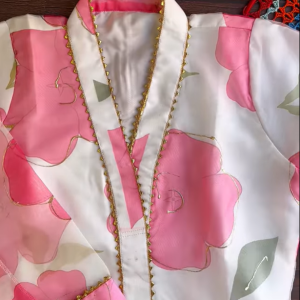 Pink Flower Foil  kurti
