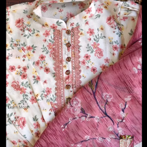 Floral Print White Kurti