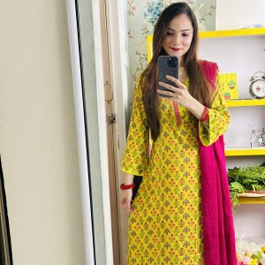 Lemon Green Floral Kurti