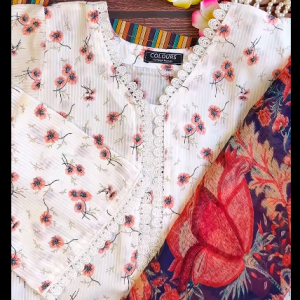 Pinkish Floral White Kurti