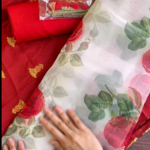 Red Minakari With Orgenza Orna