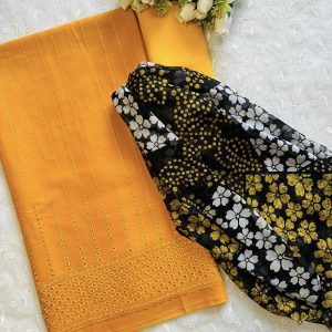 Yellow Chickenkari With Black & Yellow Orna
