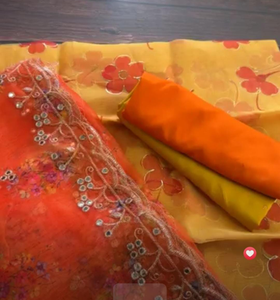 Orange Floral Foil