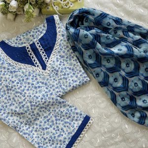 Blue  White  Kurti