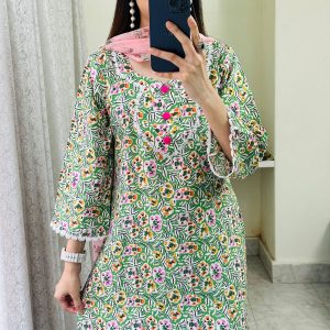 Greenish Lilen Kurti