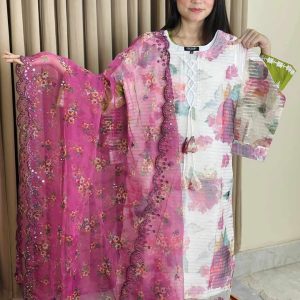 Purple Live organza Kurti
