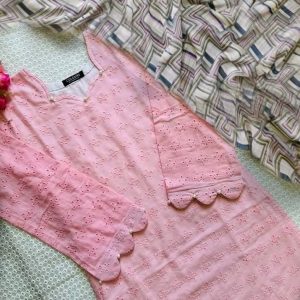 Baby Pink Cotton kurti-2