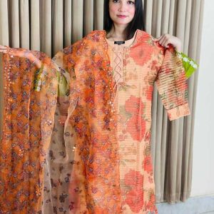 orange flower Kurti
