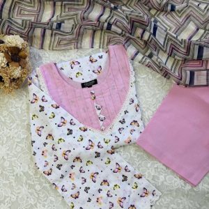 Pink Butterfly kurti