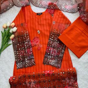 Orangy organza kurti