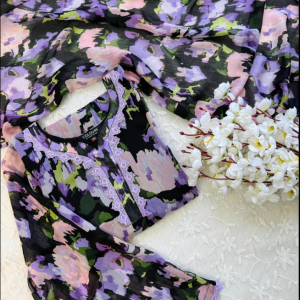 Lilac flower print kurti