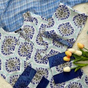 blue printed co-ords