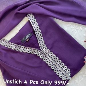 plain purple jorjet Kurti