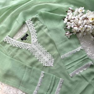 mint lace kurti
