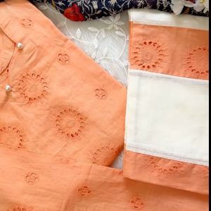 Peach Chickenkari  Kurti