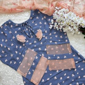 Blue peach floral kurti