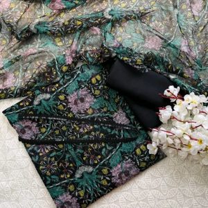 black lilac floral jorjet