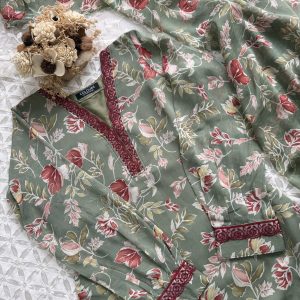 light green floral kurti