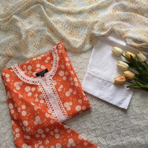 Orange Daisy Kurti