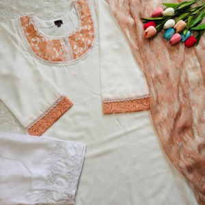 orangey white kurti