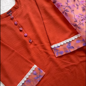 brick purple flower kurti