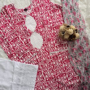 pink block print kurti