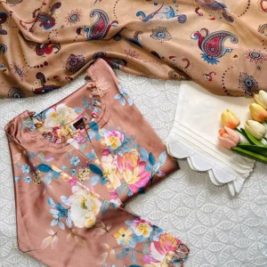 Rosy peach silk kurti