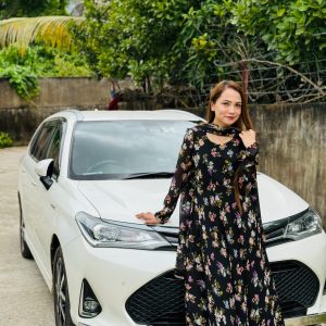 black floral gown