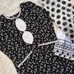 Black mini floral kurti