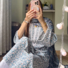Soft grey daisy kurti