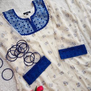 indigo floral kurti