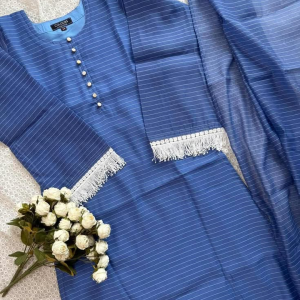 sky blue stripe kurti