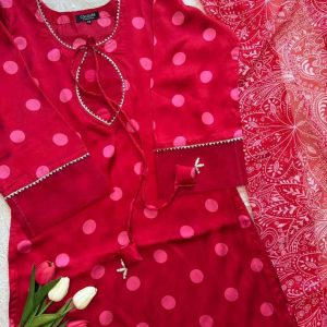 Red Ball Silk Kurti