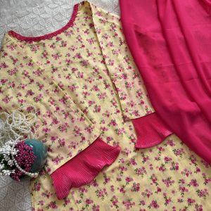 pink leaf kurti