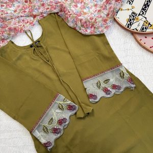 Olive Rose Lace Kurti