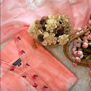 Peach Tissue kurti