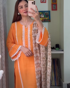 Plain orange kurti