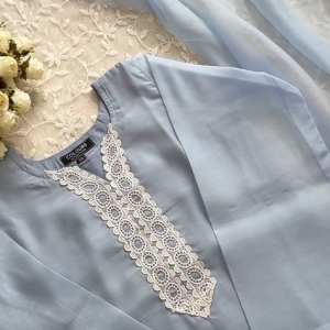 plain sky-blue kurti