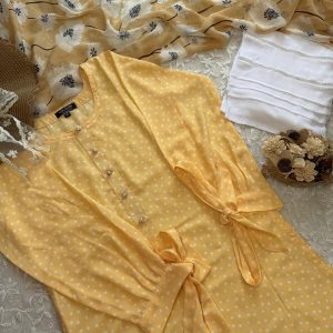 banana yellow dot kurti