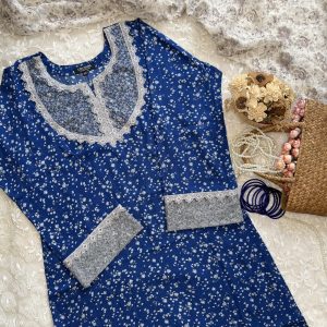 Blue mini floral kurti