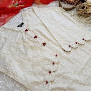 off white chickenkari kurti