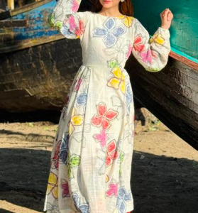 vibrant coloured gown
