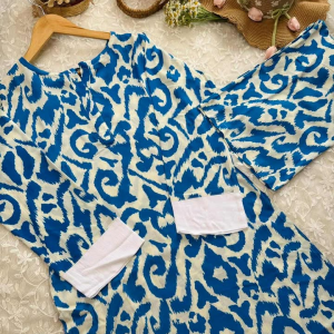 Blue white pattern co ords