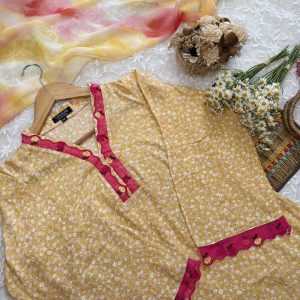 Light Mustard floral kurti