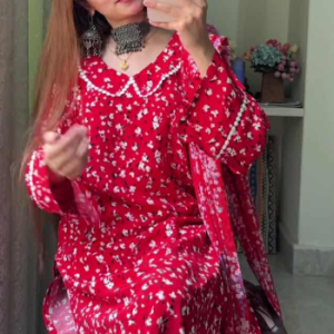 Red bloom kurti
