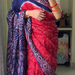 Red batik saree